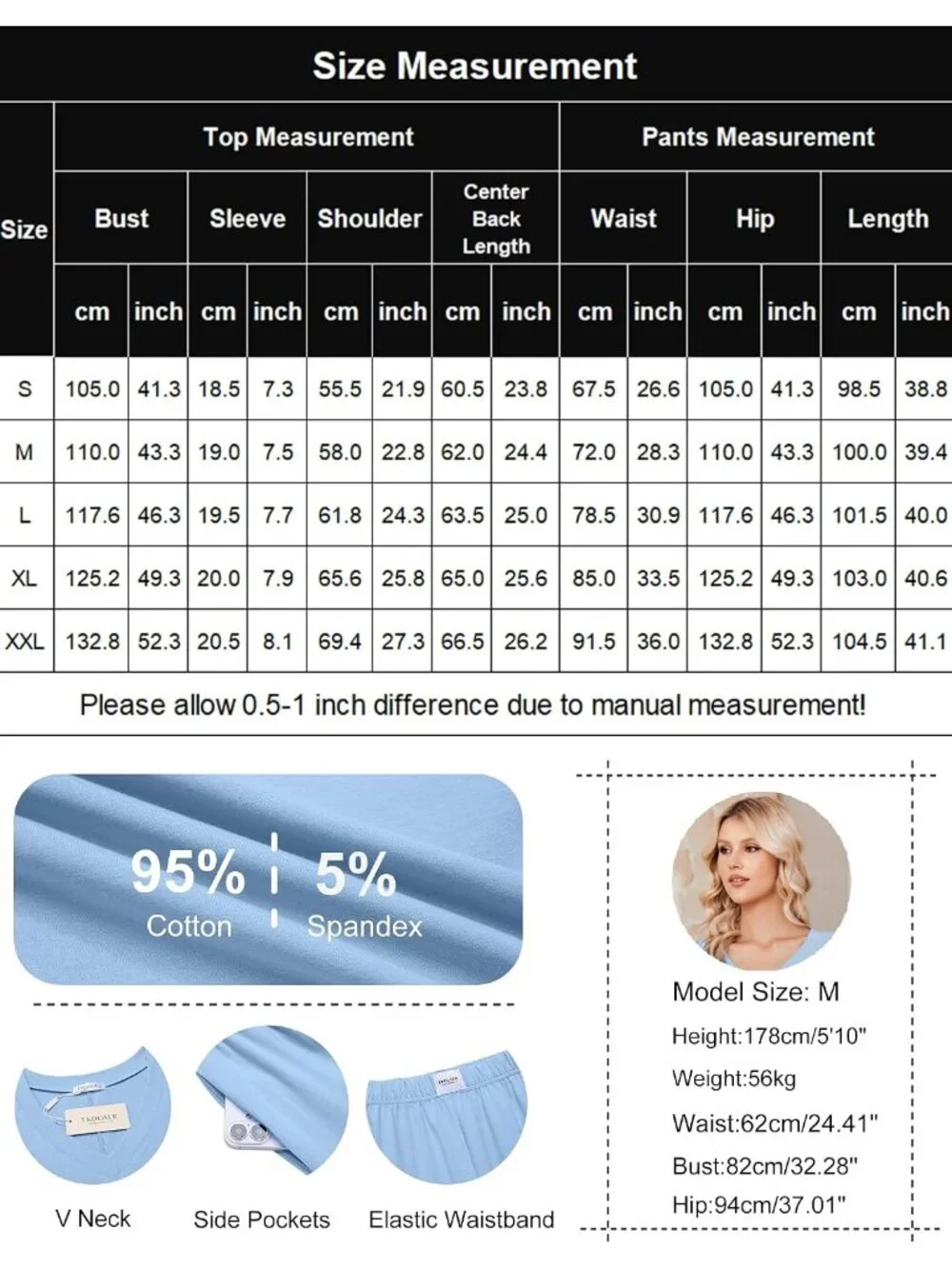 Women's Dark Grey Cotton Short Sleeve Sleepwear Pant Pockets Pajama Set